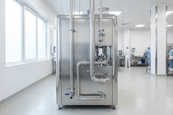 A shiny, clean stainless steel filling machine that meets GMP standards