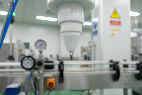 An anti-drip nozzle cleanly stopping the flow of liquid