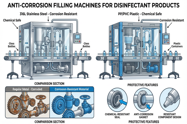 An anti-corrosion filling machine for disinfectants