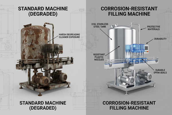 Corrosion-resistant stainless steel parts of a filling machine