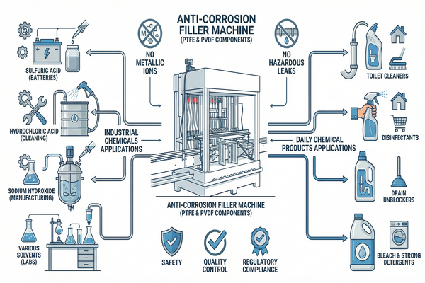 Filling line for bottles of household cleaning products
