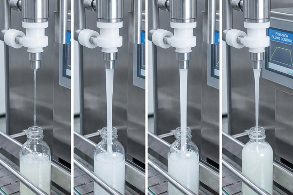 Precision filling valve on a packaging line