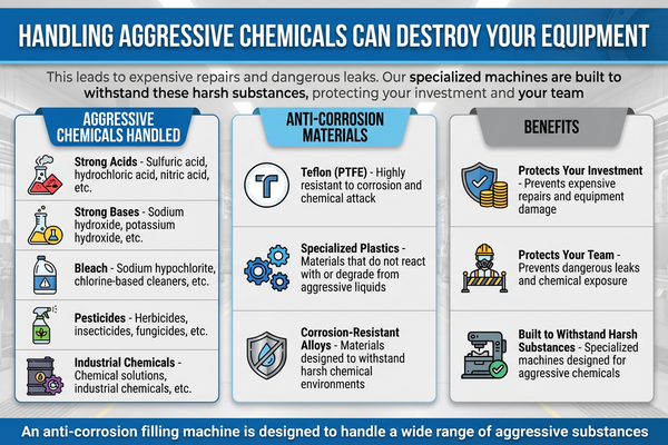 An anti-corrosion filling machine in a clean factory setting