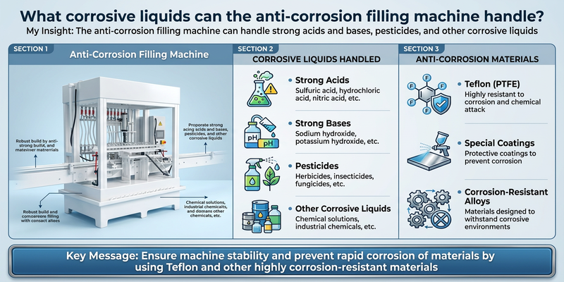 What corrosive liquids can the anti-corrosion filling machine handle?