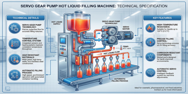 Can a liquid filling machine with an automatic servo gear pump fill hot liquids?