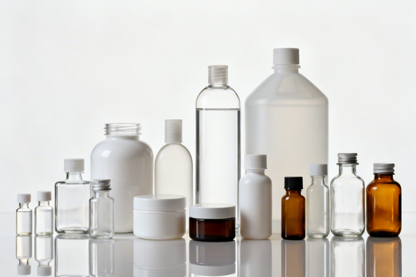 A variety of bottles and containers in different shapes and sizes