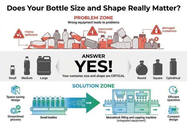 A monoblock machine filling and capping small cosmetic bottles