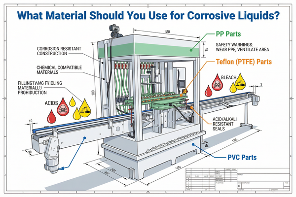 A filling machine made with PVC parts for a chemical plant.