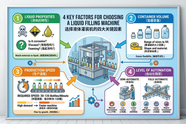 A modern automatic liquid filling machine in an industrial setting