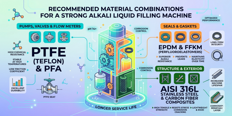 What Material Combinations are Recommended for a Strong Alkali Liquid Filling Machine to Ensure Long Service Life?