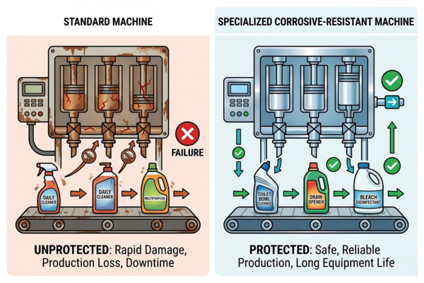 A filling line for household disinfectant spray bottles