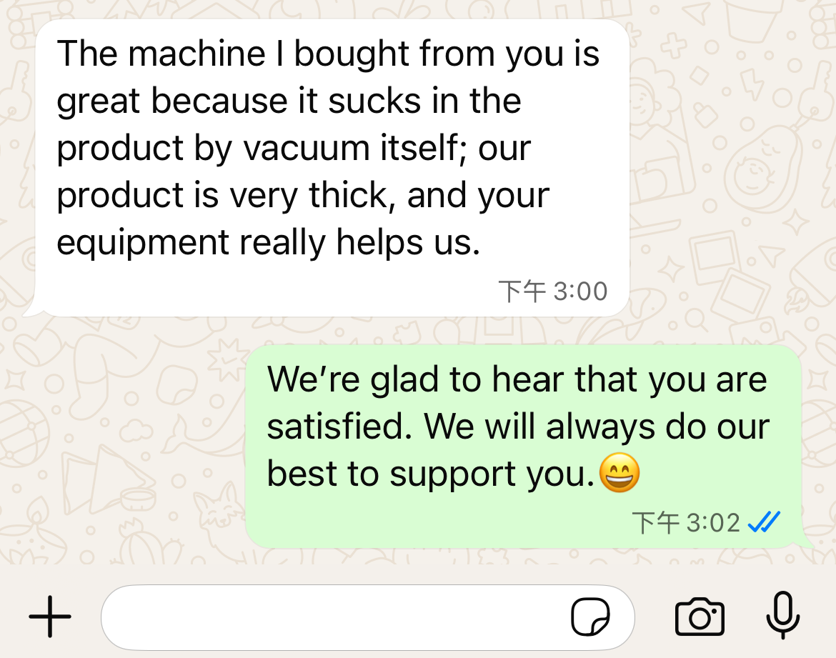 Real customer feedback for RITO filling machine