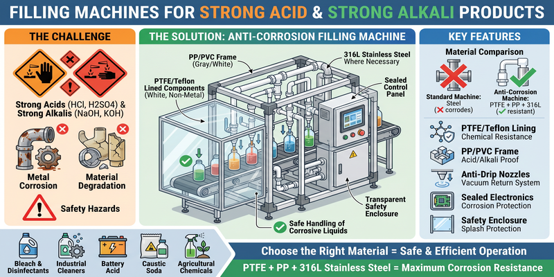 What type of filling machine is suitable for your strong acid and strong alkali products?