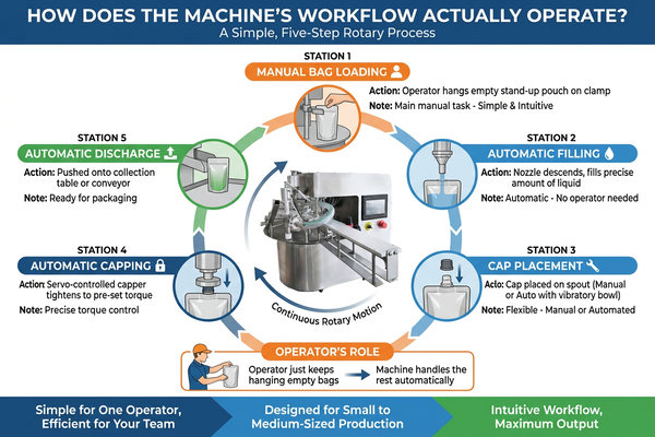 Diagram of the rotary filling and capping workflow