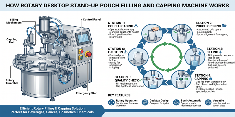 What Is a Rotary Desktop Stand-Up Pouch Filling and Capping Machine and How Does It Work?