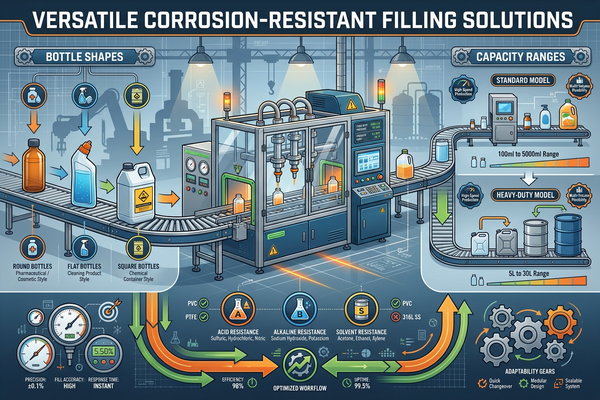 A corrosion-resistant filling machine handling different bottle shapes and sizes