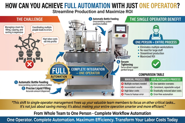 A single operator overseeing the automated production line