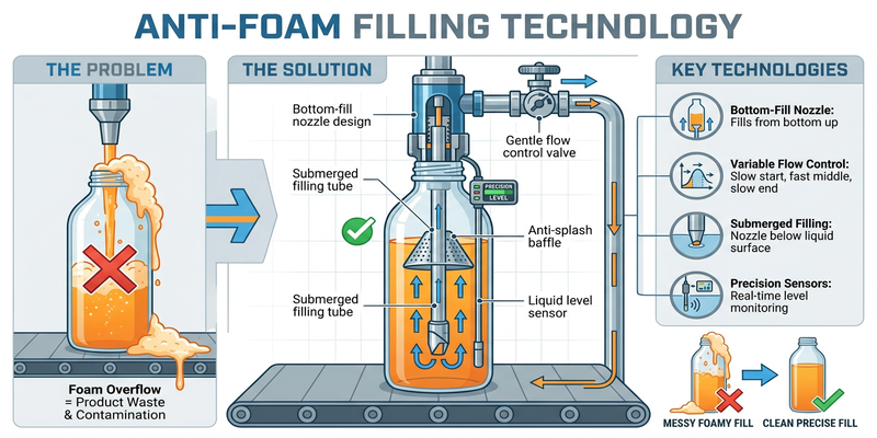 How does the corrosion-resistant filling machine prevent foam formation when filling foaming liquids?