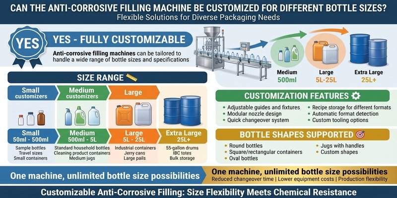 Can the anti-corrosive filling machine be customized for different bottle sizes?