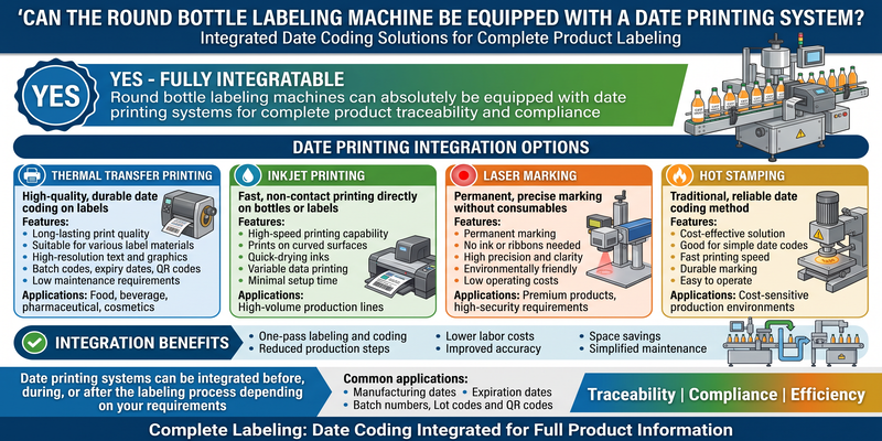 Can the round bottle labeling machine be equipped with a date printing system?
