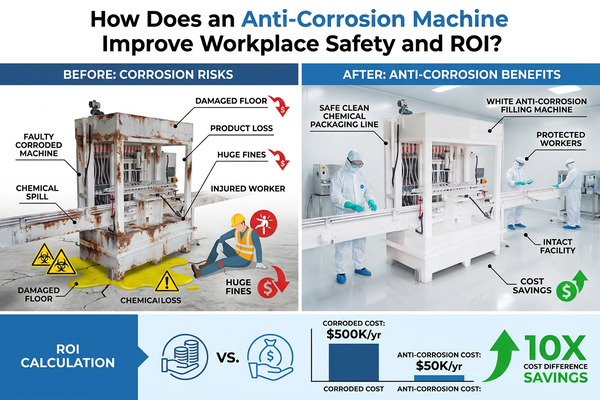 A safe and clean chemical packaging line with an anti-corrosion machine