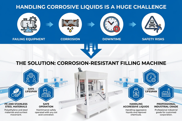 A corrosion-resistant filling machine in a clean factory setting